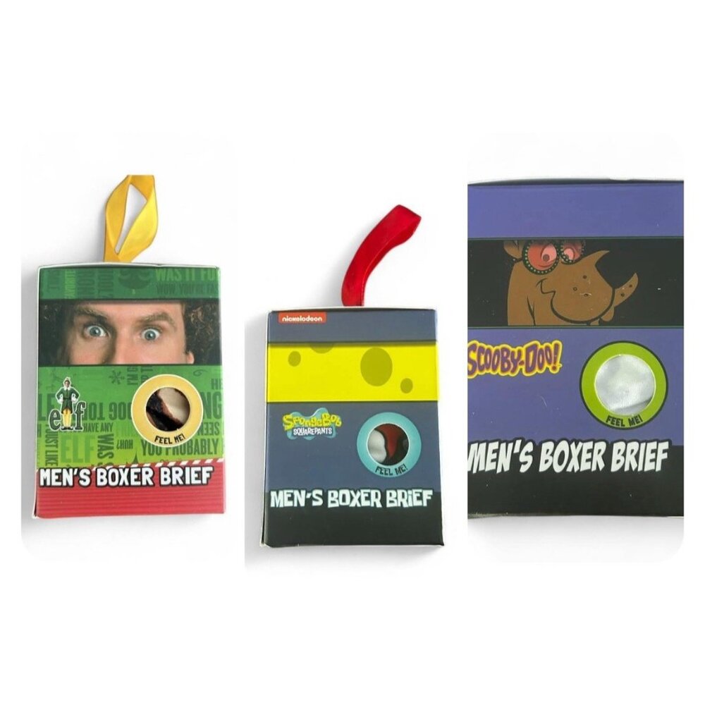 3 Men's Large (36/38) Boxer Brief Elf SpongeBob Scooby-Doo Christmas New